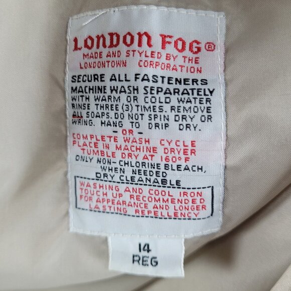 London Fog Beige Removable Thinsulate Liner Pleated Full Zip Jacket Size 14 - Picture 4 of 16